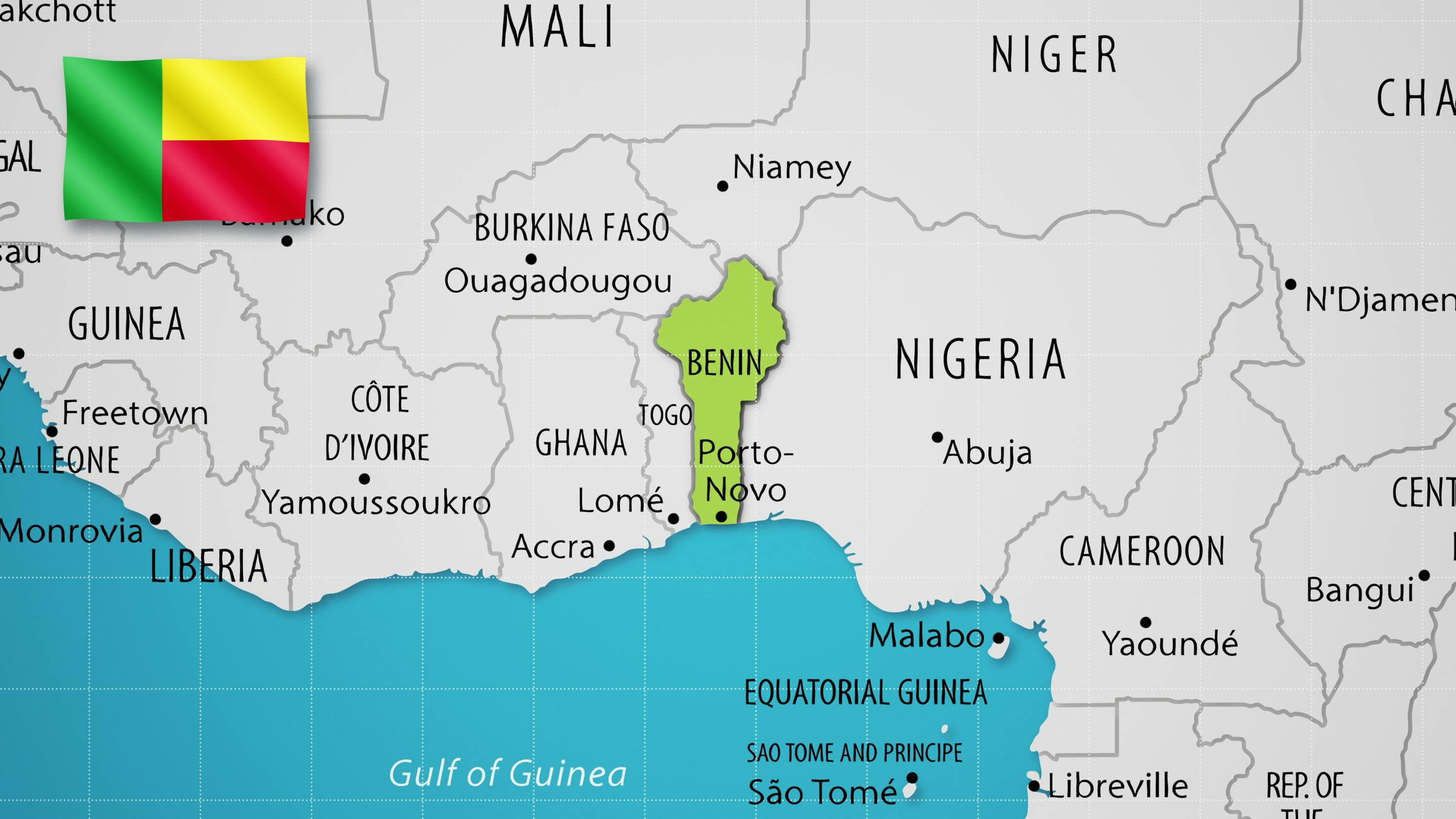 Benin map and flag