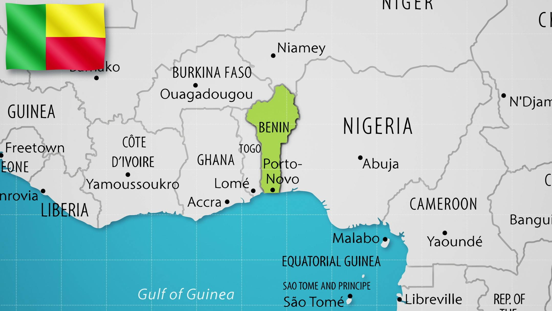 Benin map and flag