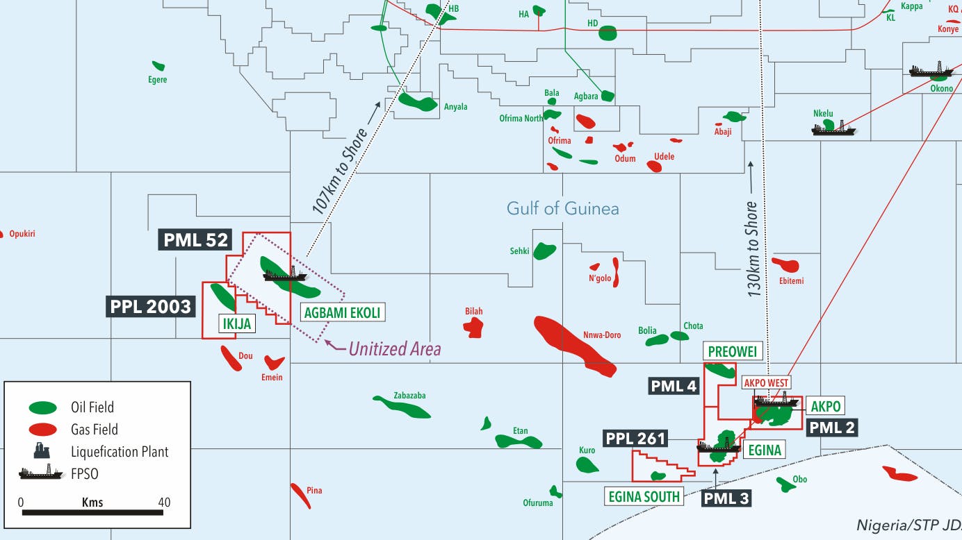 Map: Meren Energy's offshore Nigeria assets