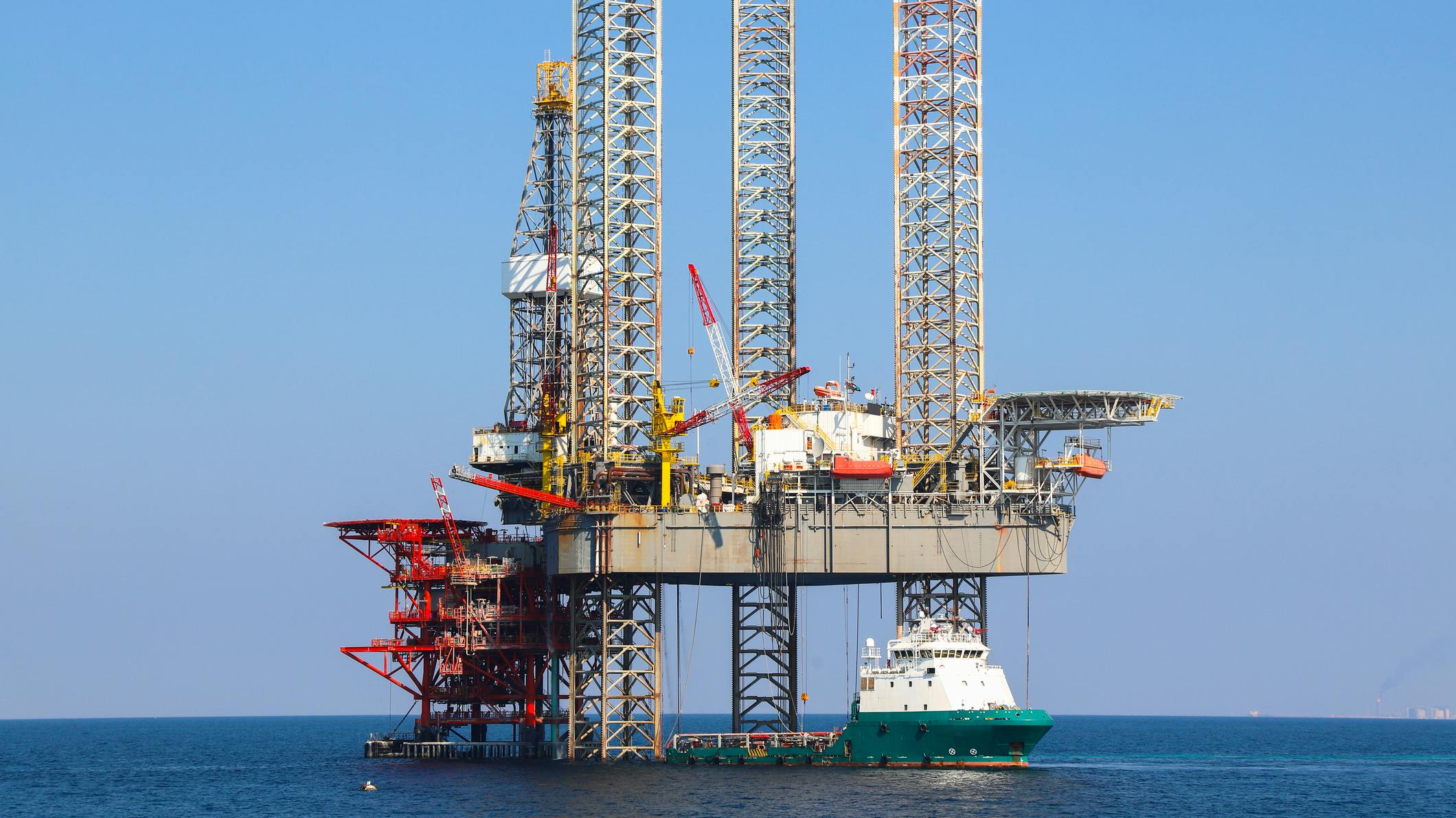 offshore jackup rig in the Persian Gulf of the UAE region
