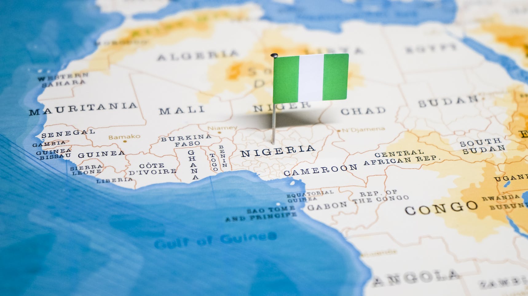 Nigeria map and flag