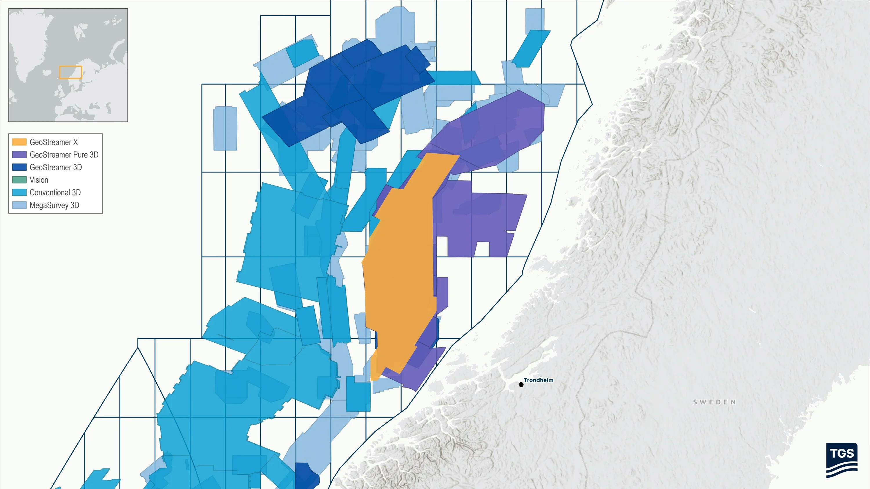 Map: GeoStreamer X seismic data in the Norwegian Sea