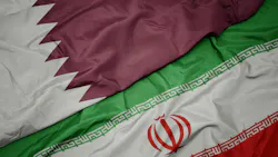 Flags of Iran and Qatar Flags of Iran and Qatar
