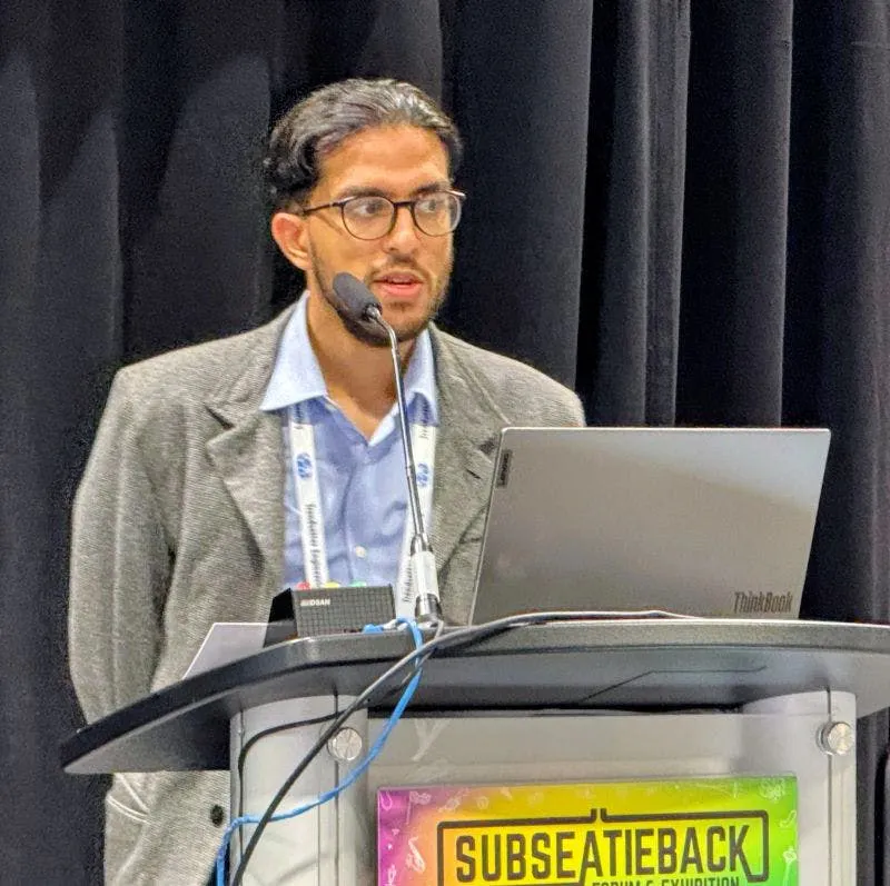 Shahzad Yasin presenting at Subsea Tieback 2026