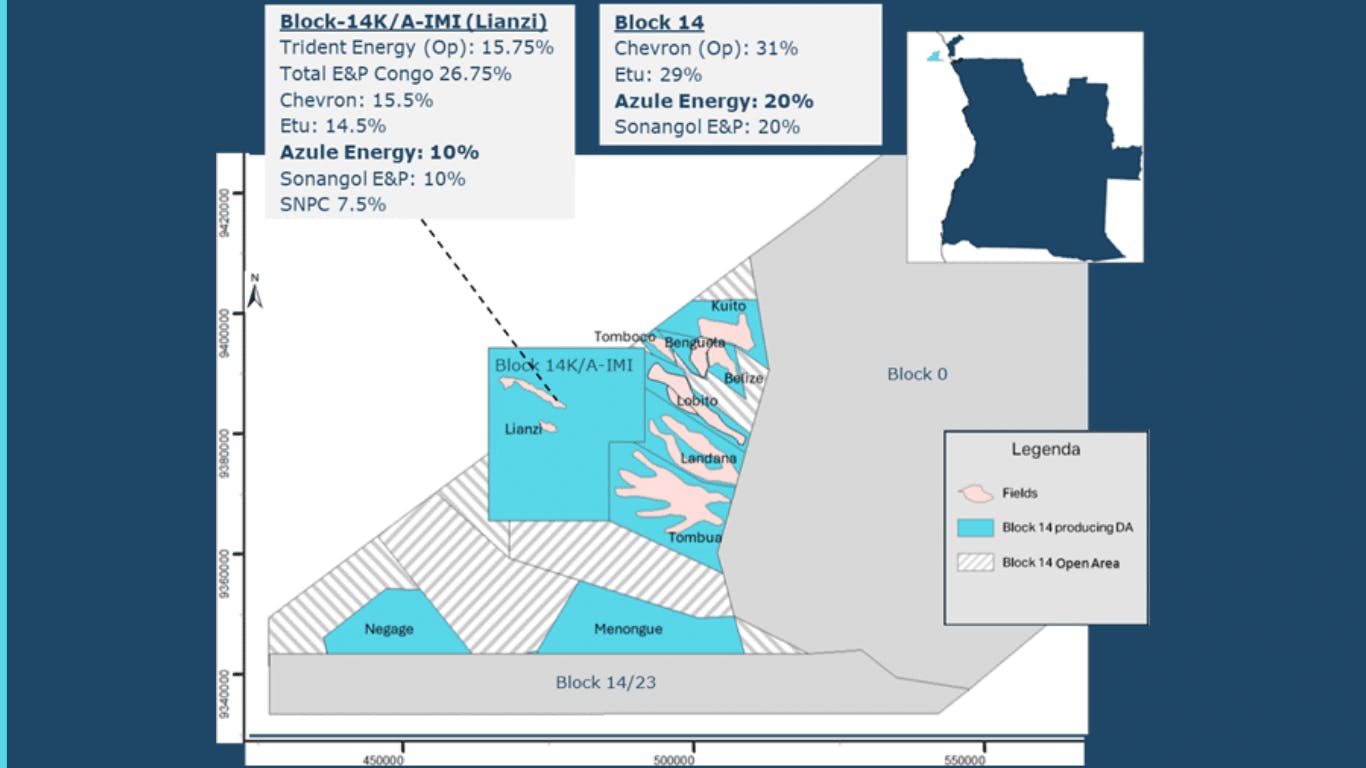 BLOCKS 14 and 14K OFFSHORE ANGOLA MAP