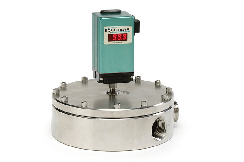 Figure 1. Equilibar direct-sealing diaphragm valve with a pilot regulator. Courtesy of Equilibar