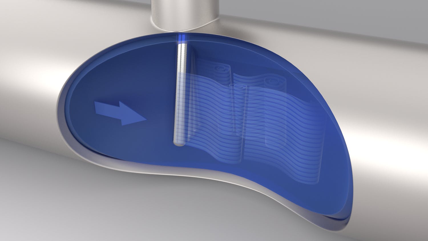 Figure 2. When a thermowell is inserted into a flowing liquid stream, vibrations caused by wake-shedding effects can result in metal fatigue.