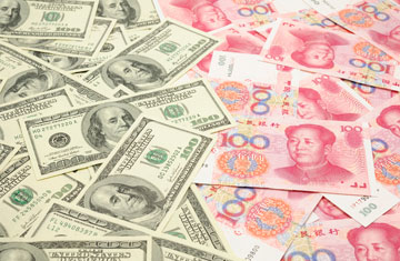 US dollar vs Chinese yen