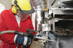 Dry ice cleaning does not produce secondary waste. Photo courtesy of Cold Jet Dry ice cleaning does not produce secondary waste. Photo courtesy of Cold Jet