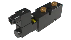 Figure 2: Pilot valves are fitted to pneumatic actuators and are available with a range of voltages and other options. Figure 2: Pilot valves are fitted to pneumatic actuators and are available with a range of voltages and other options.
