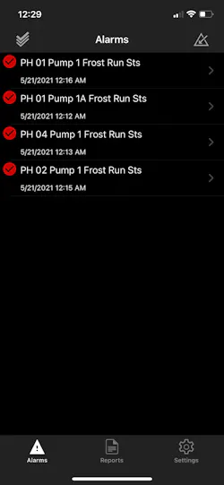 Figure 2: WIN-911 mobile app alarm notification is critical for the farm to manage the operation with a minimum number of people during the off hours. Figure 2: WIN-911 mobile app alarm notification is critical for the farm to manage the operation with a minimum number of people during the off hours.