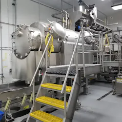 Pressure-Flow continuous cooker for de-flavoring pulses. Pressure-Flow continuous cooker for de-flavoring pulses.