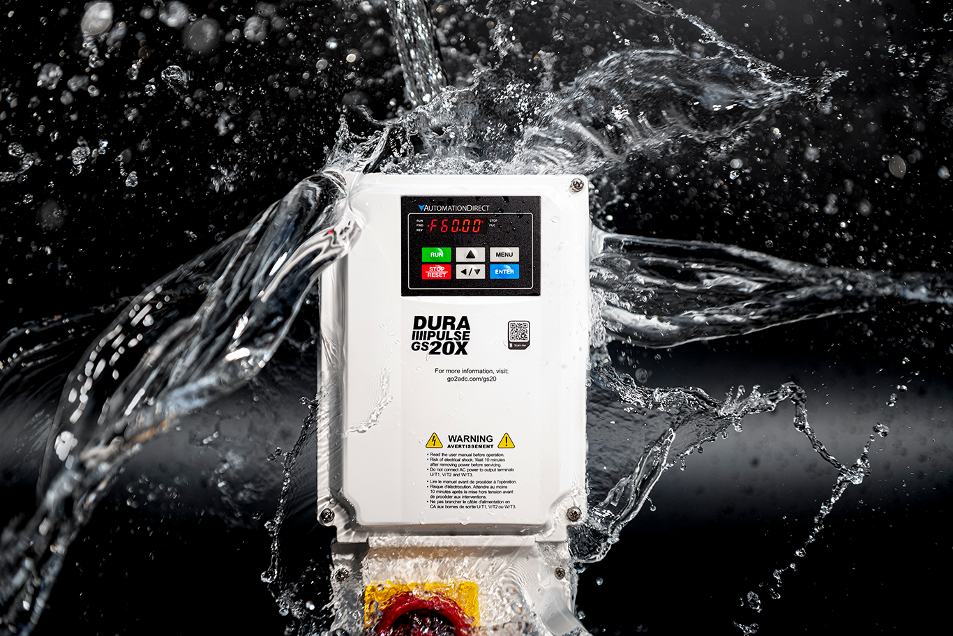 Figure 1: Washdown-rated compact VFDs offered by AutomationDirect can provide all the necessary logic, process and motor control for an application, and many times eliminate the need for a separate control enclosure or electrical panel.