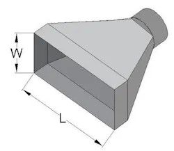Figure 2: A standard hood has a round or rectangular opening with a width-to-length (or aspect) ratio greater than 0.2. Figure 2: A standard hood has a round or rectangular opening with a width-to-length (or aspect) ratio greater than 0.2.