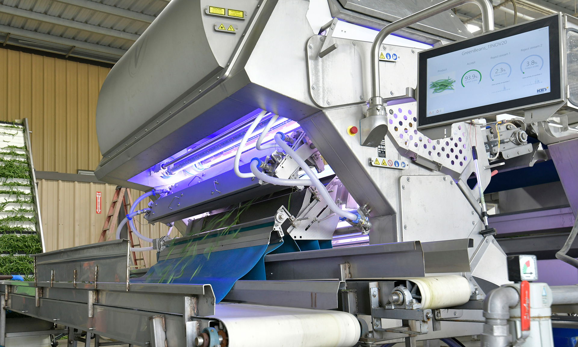 The Key Technology VERYX digital sorter for green beans at Jones Potato Farm.