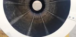 A rubber liner in a granulation drum. A rubber liner in a granulation drum.