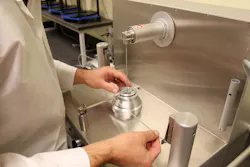 Figure 2: Test equipment used to measure bulk solids flow properties: Schulze ring shear tester (left), high-temperature shear tester (center), material sparing segregation tester (sifting, fluidization) (right). Figure 2: Test equipment used to measure bulk solids flow properties: Schulze ring shear tester (left), high-temperature shear tester (center), material sparing segregation tester (sifting, fluidization) (right).