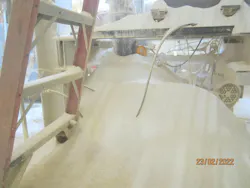 Figure 3: Heavy dust accumulation over a significant time period, with no effort to eliminate or control the obvious hazard. Combustible dust compliance in this case would first involve housekeeping to remove the accumulations, followed by determining what must be done to either prevent or mitigate its reoccurrence. Figure 3: Heavy dust accumulation over a significant time period, with no effort to eliminate or control the obvious hazard. Combustible dust compliance in this case would first involve housekeeping to remove the accumulations, followed by determining what must be done to either prevent or mitigate its reoccurrence.