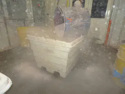 Figure 6: Clouds of dust during material transfer around control panels, etc. Figure 6: Clouds of dust during material transfer around control panels, etc.