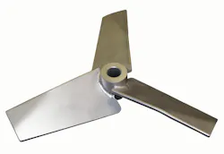 The three-blade hydrofoil mixing impeller efficiently converts input energy into flow with minimal shear and is an excellent choice for gentle agitation of miscible liquids. The three-blade hydrofoil mixing impeller efficiently converts input energy into flow with minimal shear and is an excellent choice for gentle agitation of miscible liquids.