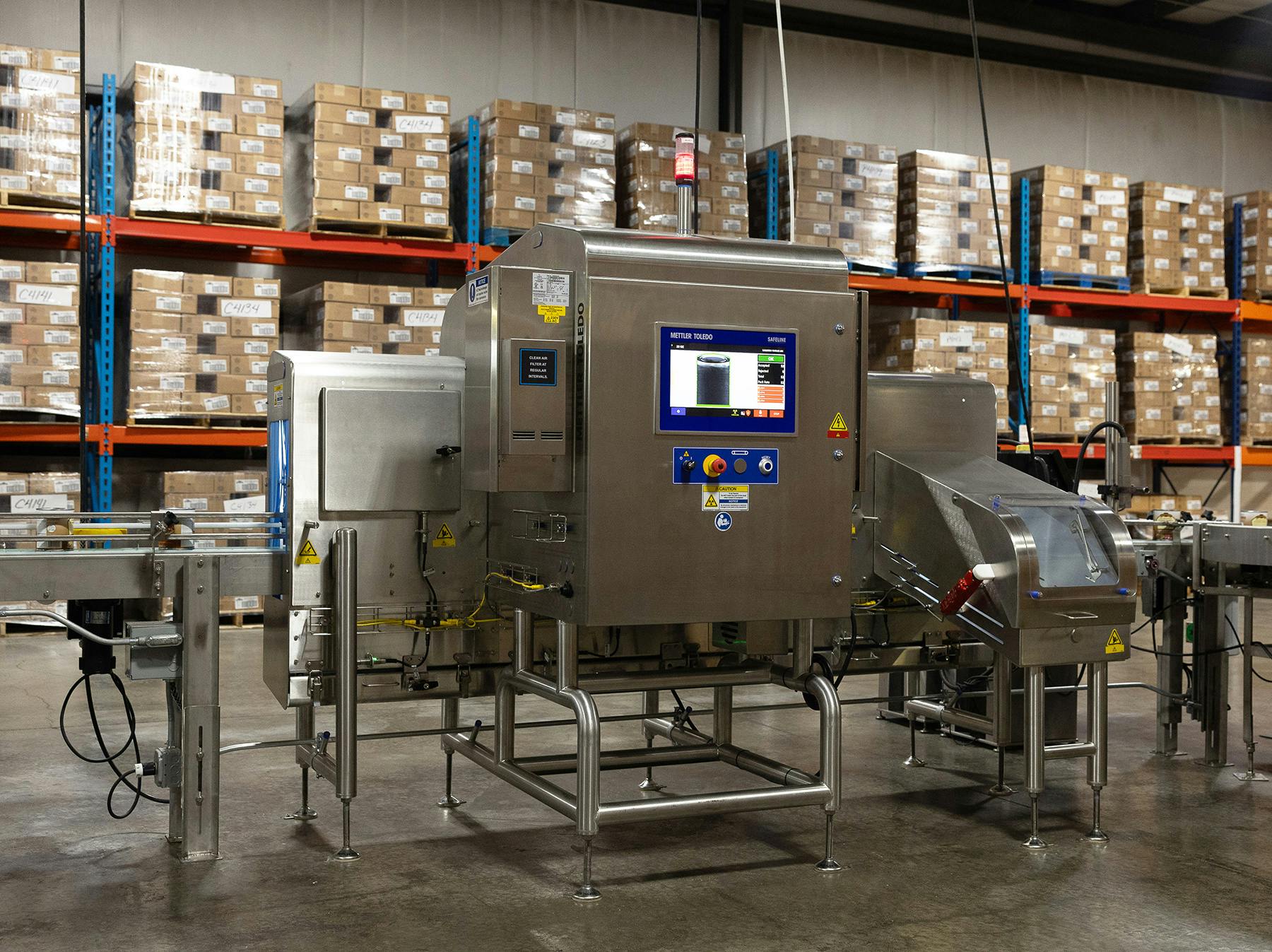 A Mettler-Toledo X37 x-ray system inspecting canned products at Keystone Meats.