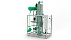 The single-column pure steam generator (PSG) is designed for capacities of up to 5,000 kilograms per hour and offers several points for efficiency optimization despite its compact footprint. The single-column pure steam generator (PSG) is designed for capacities of up to 5,000 kilograms per hour and offers several points for efficiency optimization despite its compact footprint.