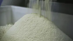 Powder flowing into pile Powder flowing into pile
