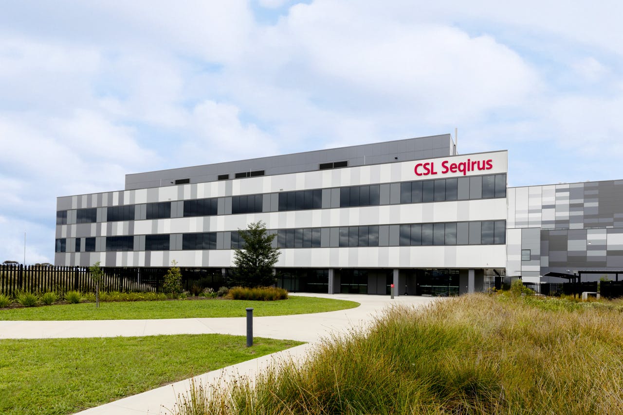 Exterior building facade of the new CSL Seqirus facility in Australia
