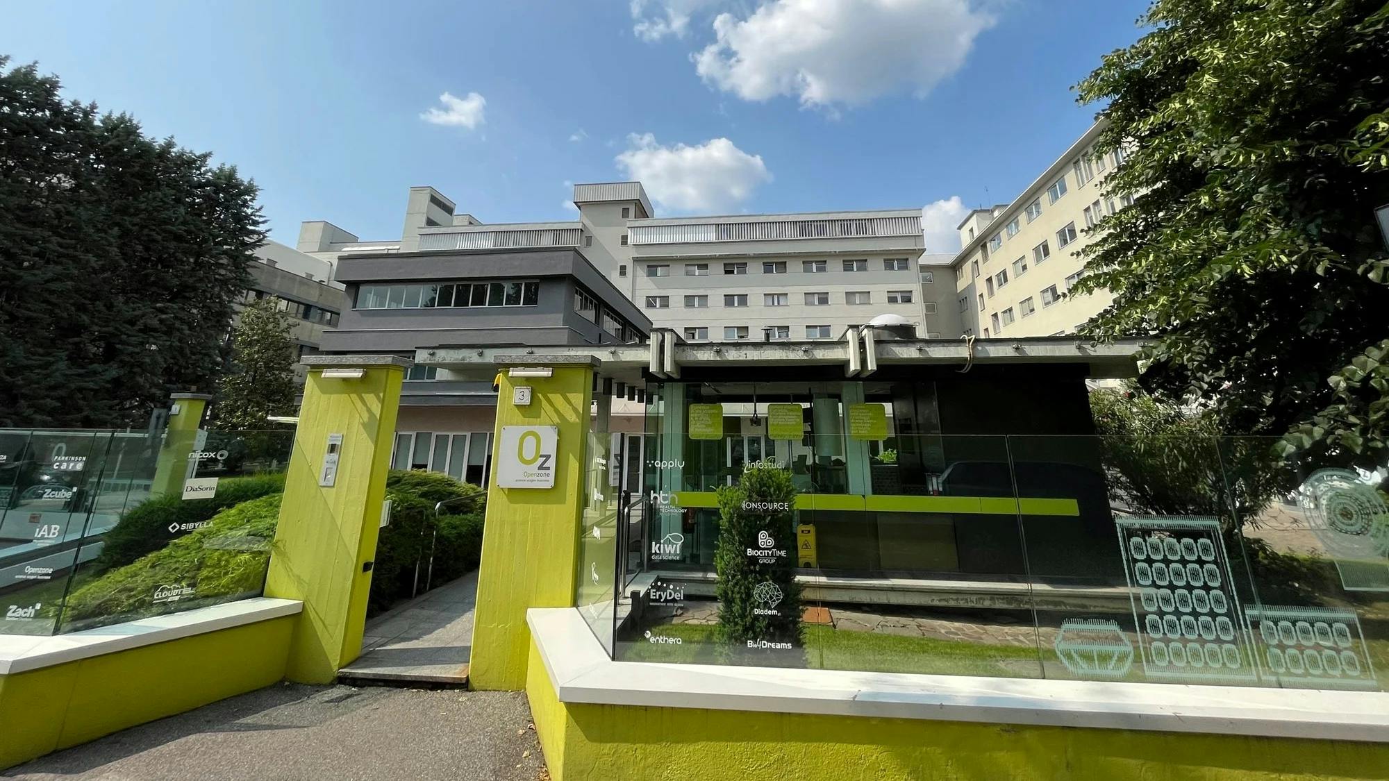 Exterior front entrance of AGC Biologics' Milan, Italy Cell and Gene Center of Excellence