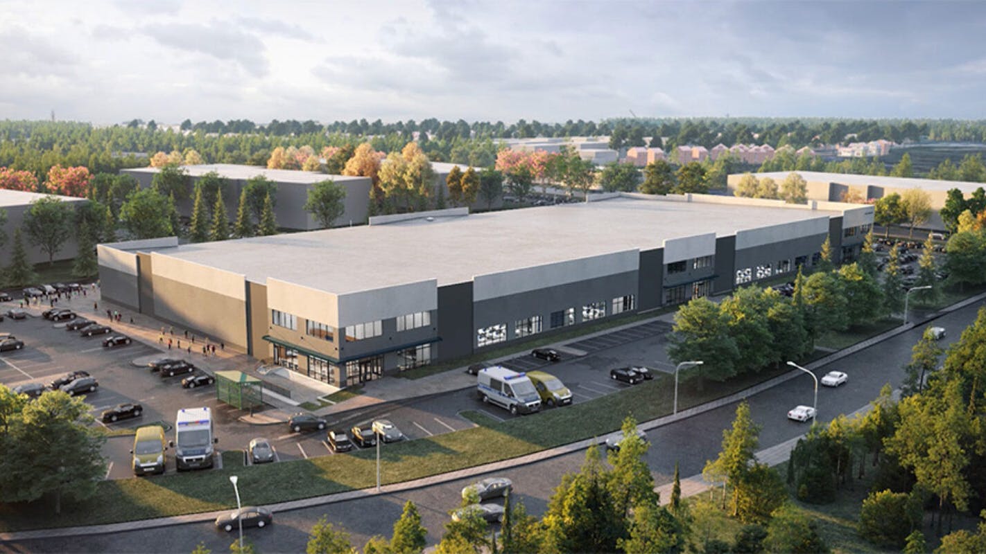 Aerial view of Just-Evotec manufacturing facility in Washington