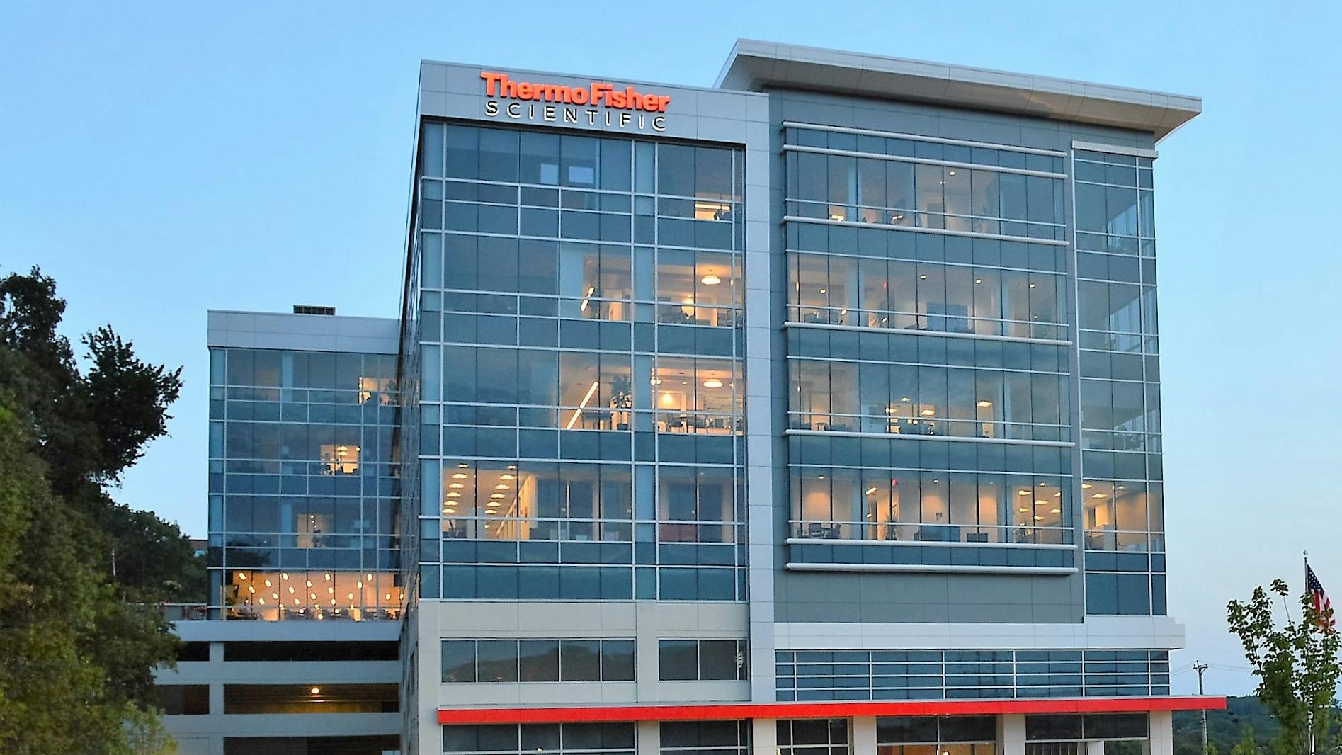 Exterior view of Thermo Fisher headquarters building