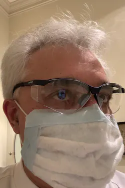 Figure 7a: Facial view: Add tape for further protection. Additional surgical tape prevents the mask from moving and secures edges to the face. Figure 7a: Facial view: Add tape for further protection. Additional surgical tape prevents the mask from moving and secures edges to the face.