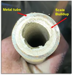 Figure 4. Scale Buildup (image courtesy Mike Sheppard, The Boiler Guy Says) Figure 4. Scale Buildup (image courtesy Mike Sheppard, The Boiler Guy Says)