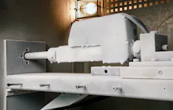 Fig. 2: A 40-day Thomson test platform takes the actuators through harsh conditions (hot/cold, wet/dusty, heavy vibration, drops on the floor) to ensure that actuators can operate under demanding environmental conditions. Fig. 2: A 40-day Thomson test platform takes the actuators through harsh conditions (hot/cold, wet/dusty, heavy vibration, drops on the floor) to ensure that actuators can operate under demanding environmental conditions.