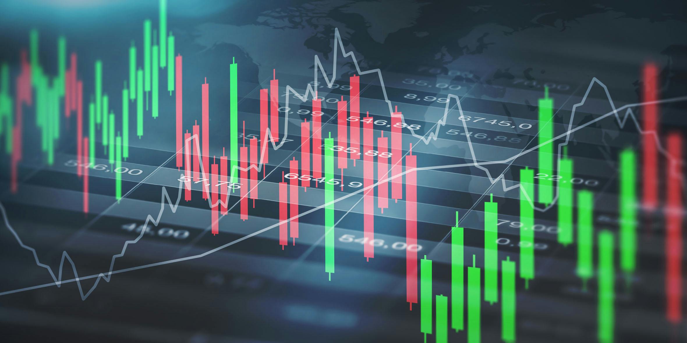 Graphic depicting stocks increasing and falling: Economy concept