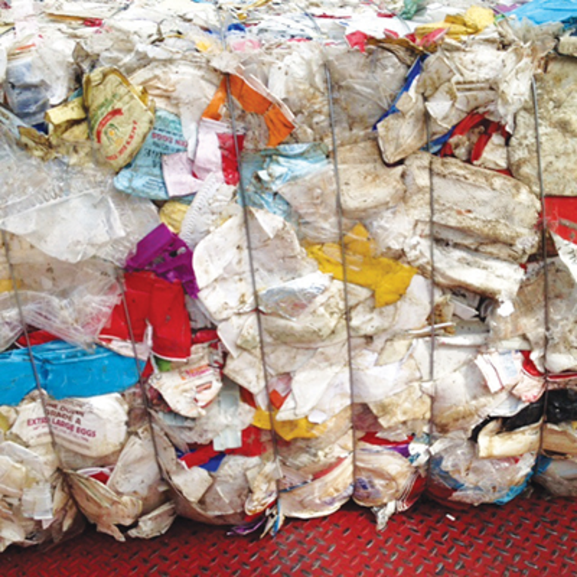 A bale of PS and EPS before it is compacted.