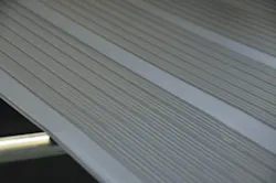 Entek's lead acid battery separator sheet comes off the line with the embossed rib pattern. Entek's lead acid battery separator sheet comes off the line with the embossed rib pattern.