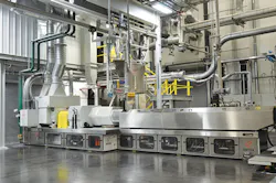 Entek's 133mm twin-screw extruder used for the company's Line 11 battery separator production line. Entek's 133mm twin-screw extruder used for the company's Line 11 battery separator production line.