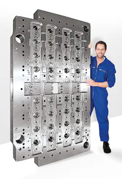 The maximum dimensions of Milacron DME's standard mold bases have increased from 66 inches long, 54 inches wide and 13 inches thick to 90 inches long, 60 inches wide and 39 inches thick. The maximum dimensions of Milacron DME's standard mold bases have increased from 66 inches long, 54 inches wide and 13 inches thick to 90 inches long, 60 inches wide and 39 inches thick.