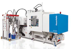 KraussMaffei's all-electric AX 50 SilcoSet produces a LSR nasal ventilator for infants. KraussMaffei's all-electric AX 50 SilcoSet produces a LSR nasal ventilator for infants.