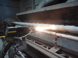 Extreme Coatings applies CarbideX CPR to a feed screw using a high-velocity oxygen-fueled spray gun. Extreme Coatings applies CarbideX CPR to a feed screw using a high-velocity oxygen-fueled spray gun.Â