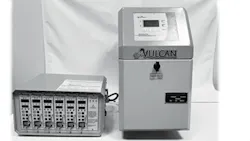 A Vulcan YK-D modular controller, left, and mold temperature controller/Vulcan Plastic Machinery A Vulcan YK-D modular controller, left, and mold temperature controller/Vulcan Plastic Machinery
