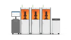 Figure 4 printers from 3D Systems can be connected and run by a single computer. Figure 4 printers from 3D Systems can be connected and run by a single computer.