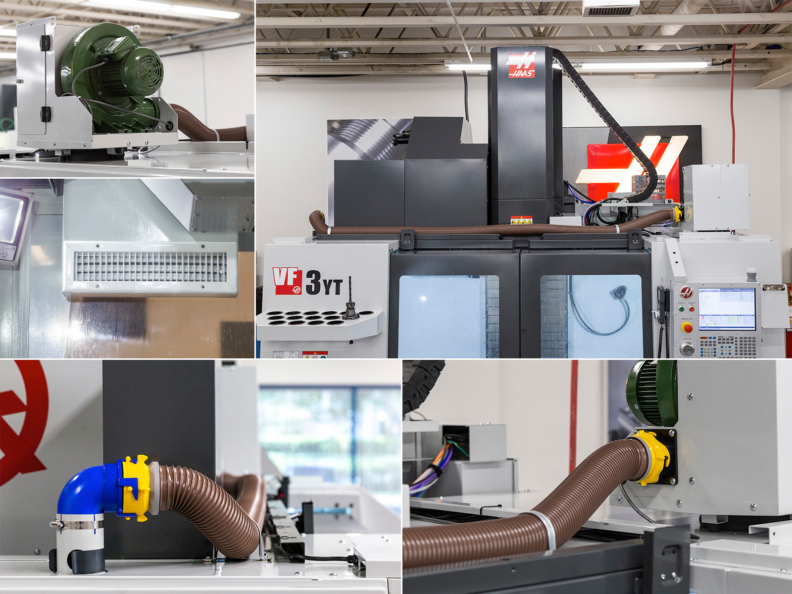 The coolant mist condenser from Haas consists of various components that can be ordered with new machines or retrofitted.