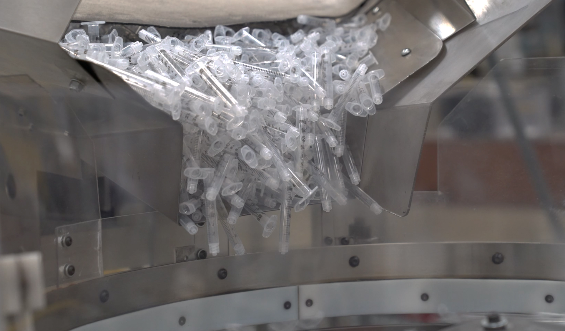 Plastic syringe production at Becton, Dickinson's Canaan, Conn., plant