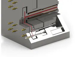 A rendering depicts an up-close view of the UltraShot, which is designed to inject molten plastics as close to the mold cavity as possible. A rendering depicts an up-close view of the UltraShot, which is designed to inject molten plastics as close to the mold cavity as possible.