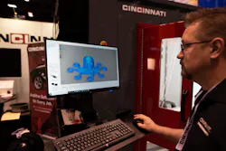 An operator oversees production using Cincinnati Inc's Medium Area Additive Manufacturing printer. An operator oversees production using Cincinnati Inc's Medium Area Additive Manufacturing printer.