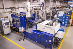 Viking Plastics uses a broad range of robot brands including Ranger, Yushin, Wittmann, Epson and Universal Robots. Here a Yushin robot tends a Haitian press. Viking Plastics uses a broad range of robot brands including Ranger, Yushin, Wittmann, Epson and Universal Robots. Here a Yushin robot tends a Haitian press.