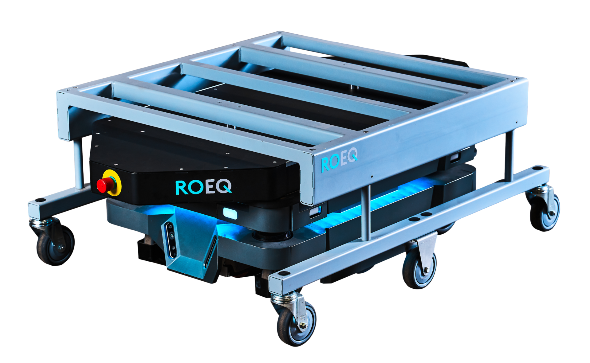 When used in combination with the MiR250 autonomous mobile robot , the ROEQ TMS-C500Ext top module and S-Cart500Ext cart from ROEQ can double its maximum load to 1,102 pounds.