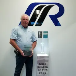 Rick Finnie poses with his award as American Mold Builders Association's 2019 Mold Builder of the Year. Rick Finnie poses with his award as American Mold Builders Association's 2019 Mold Builder of the Year.